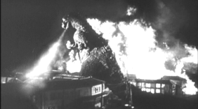 Godzilla using his atomic breath
